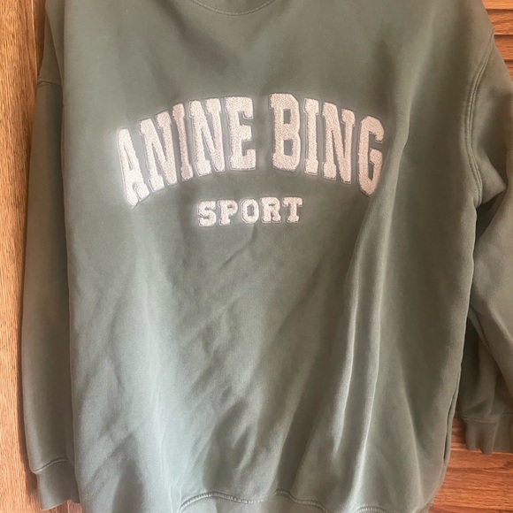 Anine Bing Green Crew Neck Sweater with Sporty Style - Picture 1 of 3